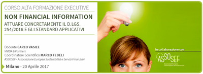 Corso Alta Formazione Executive NON FINANCIAL INFORMATION - di MilanoAttuare concretamente il D.Lgs. 254/2016 e gli standard applicativi